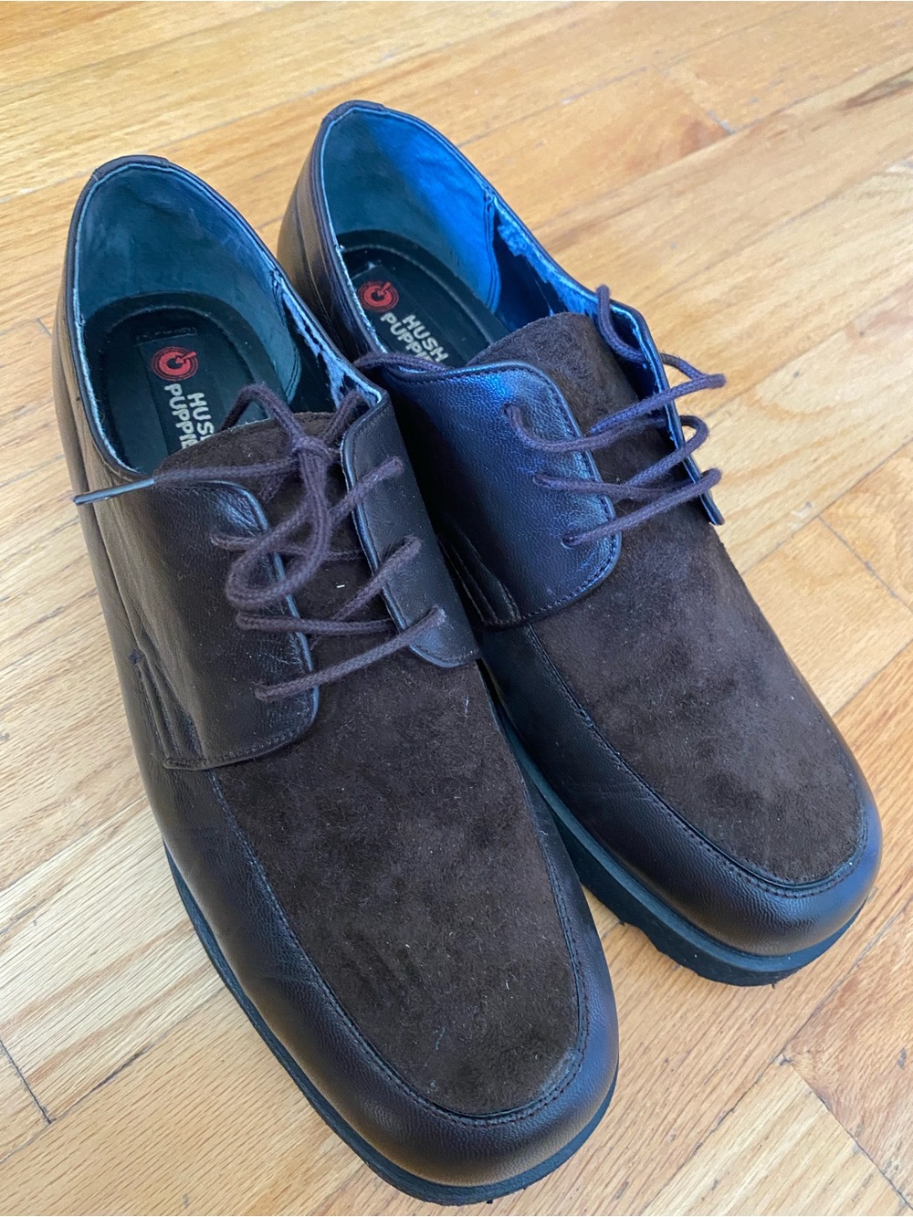 Hush Puppies Men’s Dark Brown Suede & Leather Derby Shoes